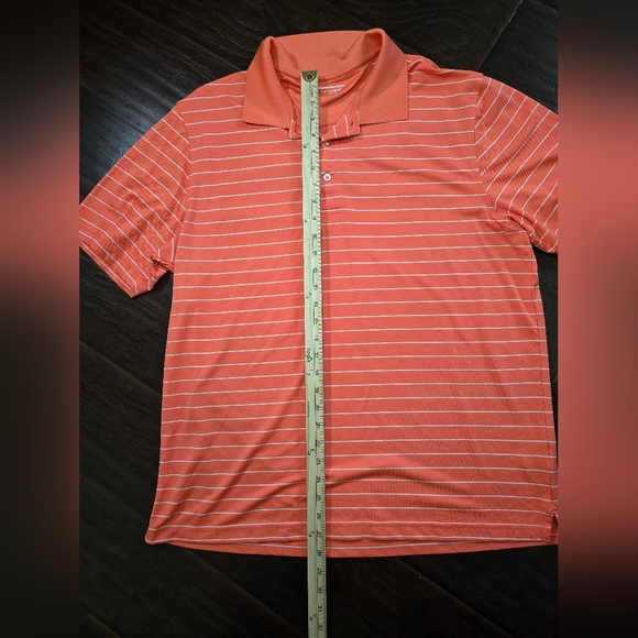 Amazon Essentials Mens Orange Striped Polo Collared Athleisure Top Large - Picture 3 of 8